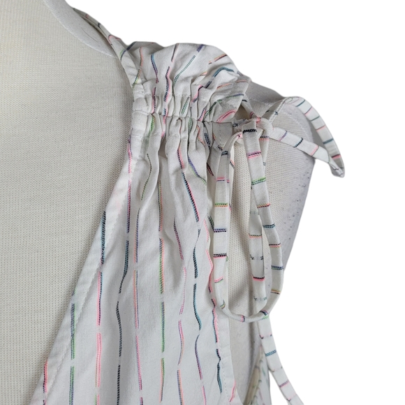 BCBGENERATION Top Blouse Sleeveless V Neck Stripes Ties White Sz Medium - Picture 6 of 8